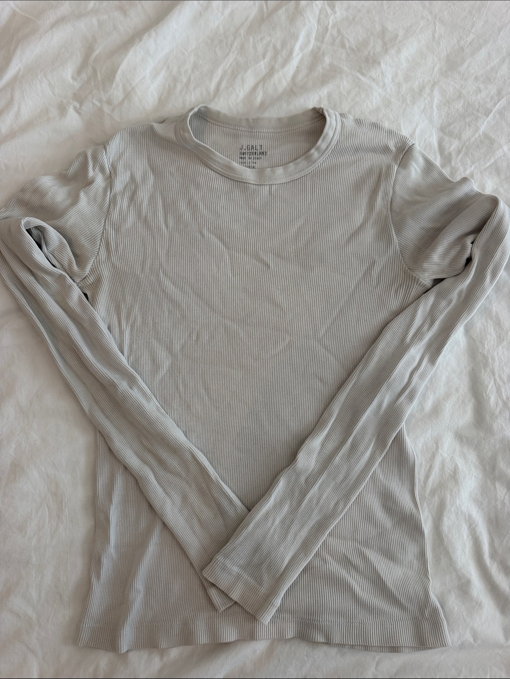 J Galt Ribbed Long-Sleeve Crewneck Shirt